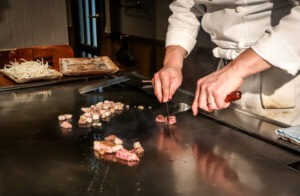 Chef preparing japanese food